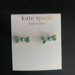 Kate Spade NWT Robin's Egg Blue Gold Bow Stud Turquoise Earrings